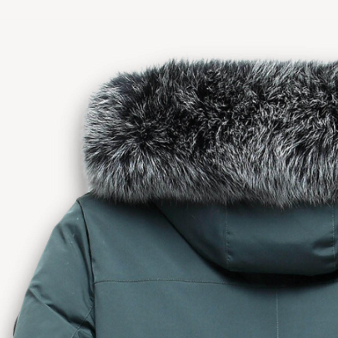 Elarova | Wasserdichter Parka-Mantel für Herren – Kapuze aus Kunstpelz