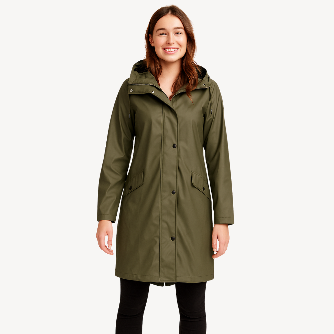 Elarova | Wasserdichter Regenmantel mit Kapuze für Damen
