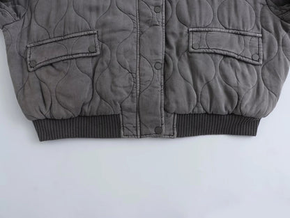 Elarova | Wattierte Bomberjacke mit Steppdesign und Rippbündchen