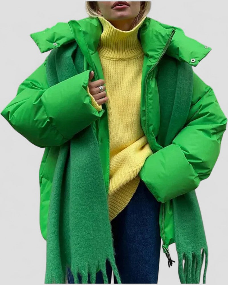 Elarova | Wattierte Pufferjacke aus Baumwolle mit Kapuze für Damen