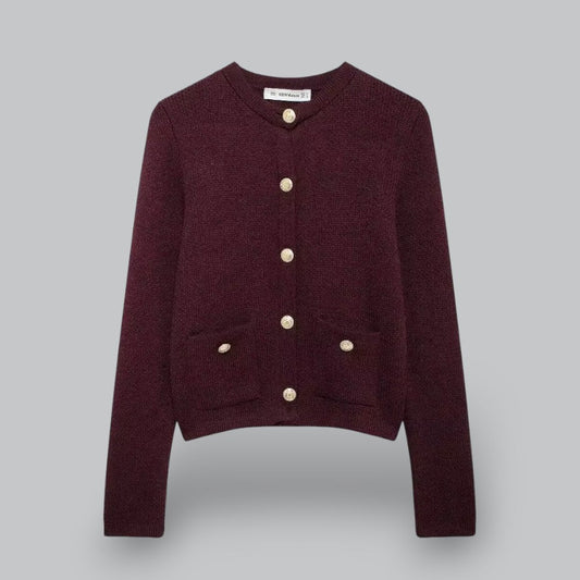 Elarova | Weicher Strickcardigan mit goldenen Knöpfen