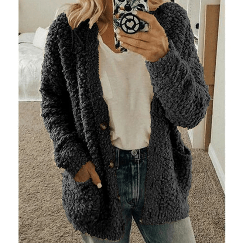 Elarova | Weicher Strickjacke Warmer Damenpullover Flauschiges Design