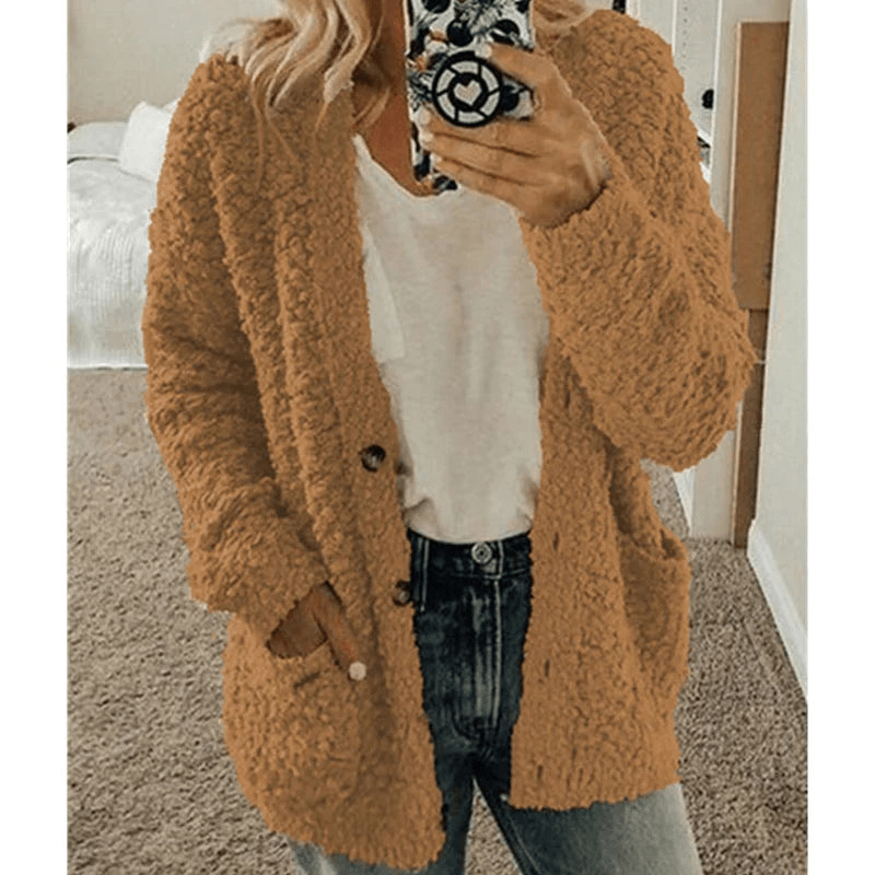 Elarova | Weicher Strickjacke Warmer Damenpullover Flauschiges Design