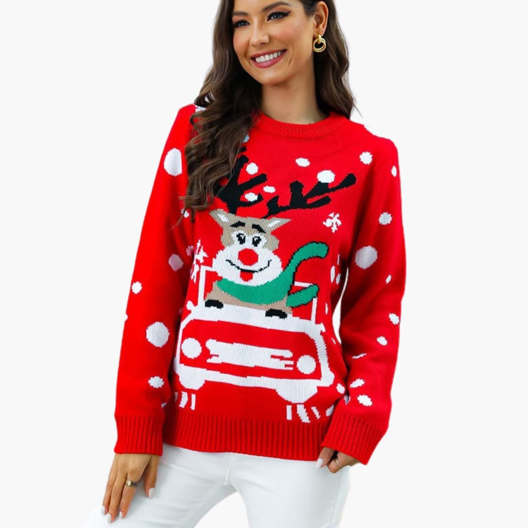 Elarova | Weihnachts Pullover für Damen mit Rentier Design