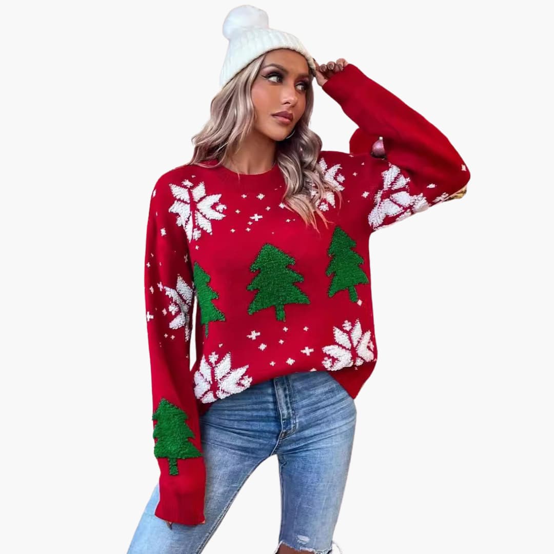 Elarova | Weihnachts pullover für Damen mit Baum