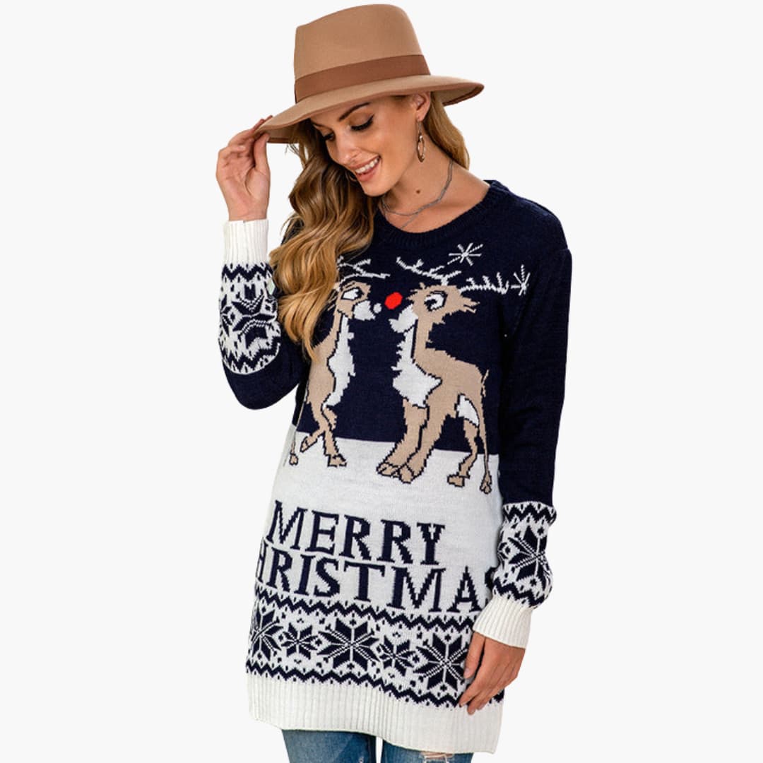 Elarova | Weihnachts pullover für Damen mit festlichem Rentiermotiv