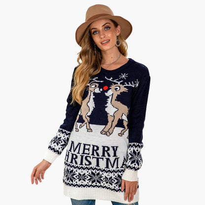 Elarova | Weihnachts pullover für Damen mit festlichem Rentiermotiv