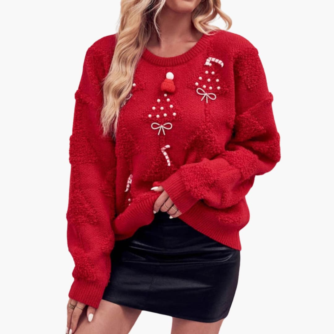 Elarova | Weihnachtspullover für Damen mit 3D-Details