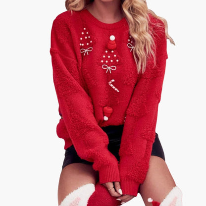 Elarova | Weihnachtspullover für Damen mit 3D-Details