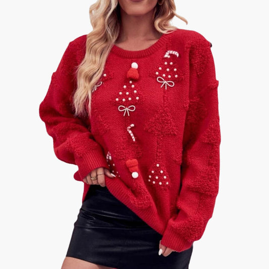 Elarova | Weihnachtspullover für Damen mit 3D-Details