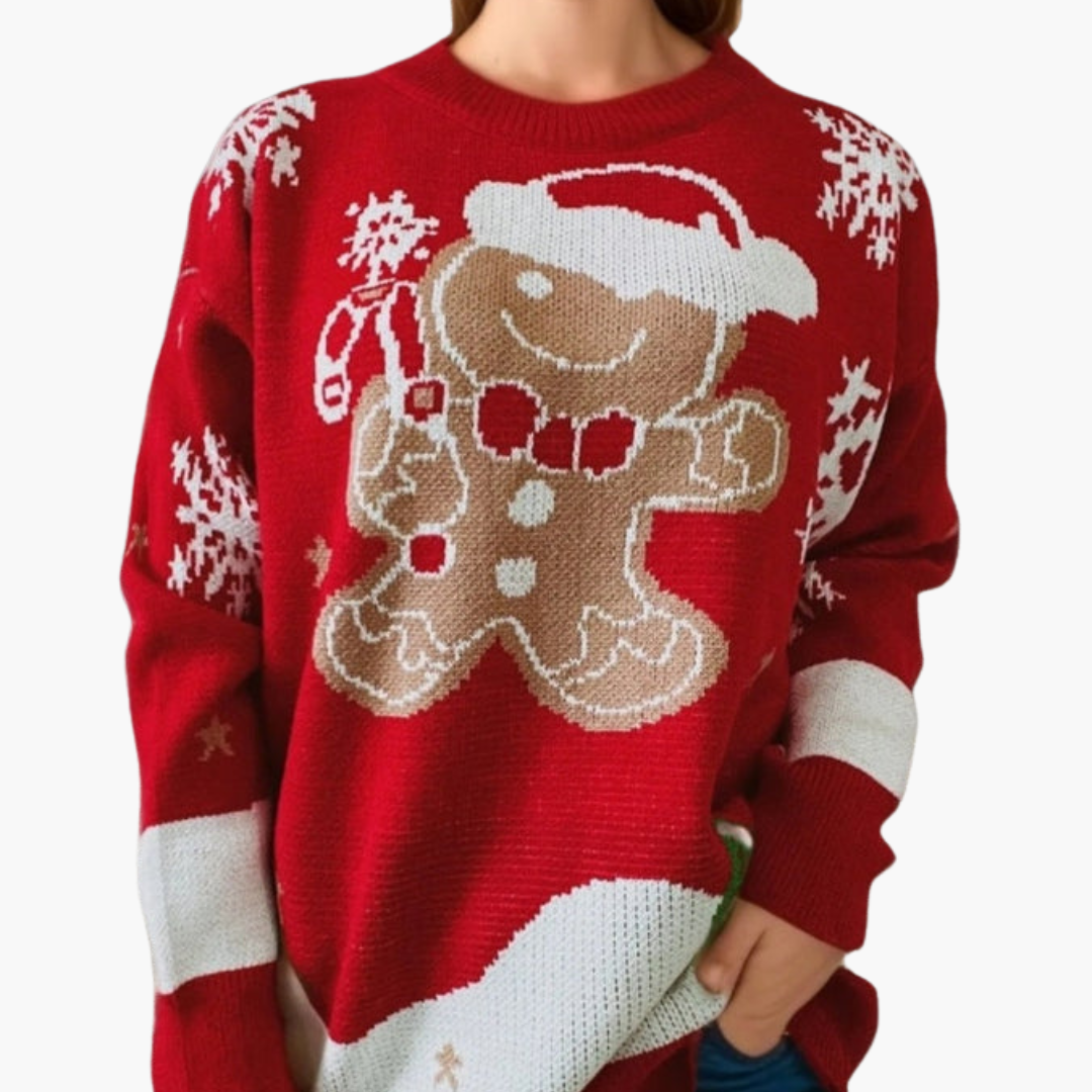 Elarova | Weihnachtspullover für Damen mit Lebkuchenmotiv