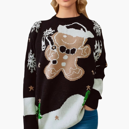 Elarova | Weihnachtspullover für Damen mit Lebkuchenmotiv