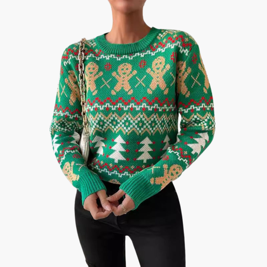 Elarova | Weihnachtspullover für Damen mit Lebkuchenmotiv