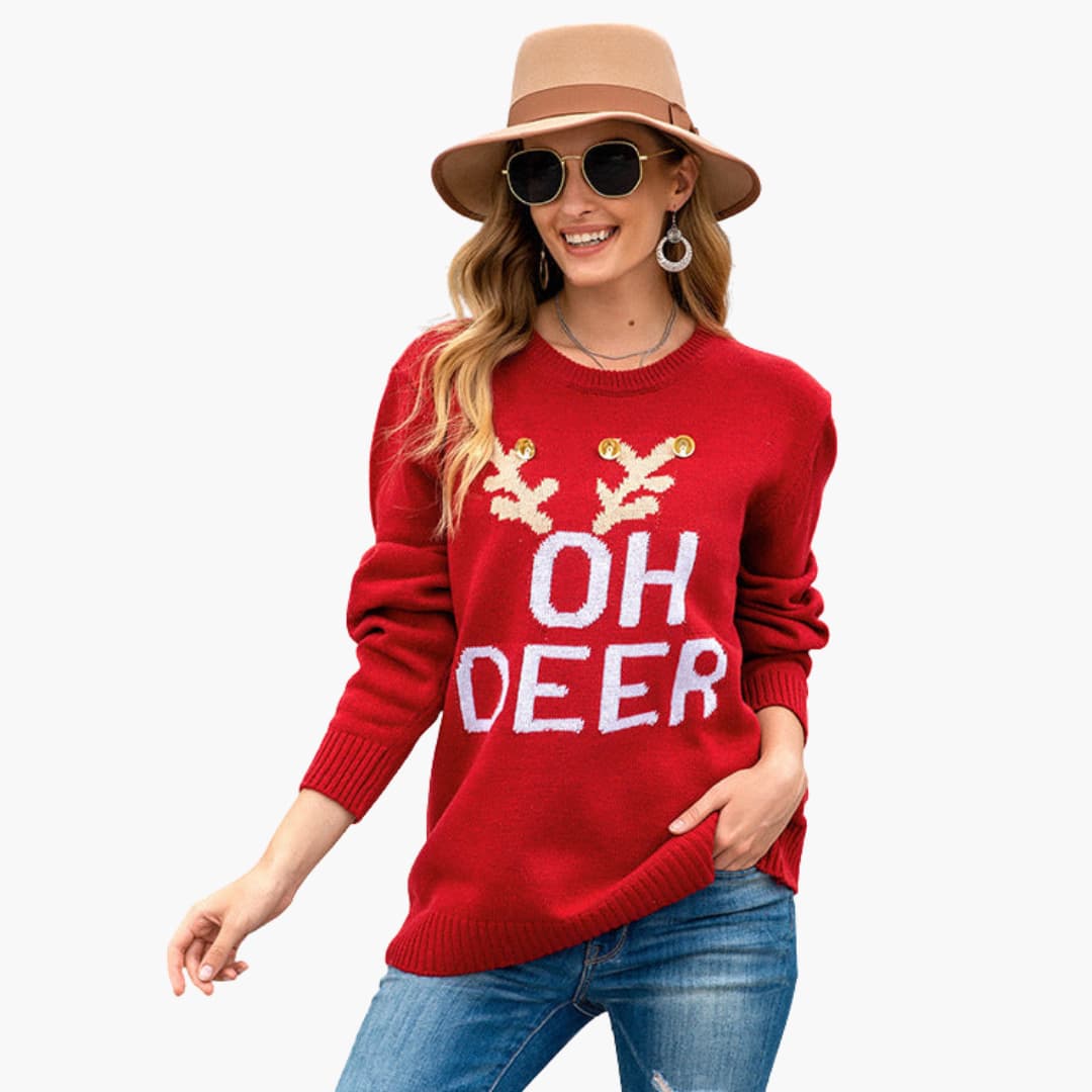 Elarova | Weihnachtspullover für Damen mit Rentiermotiv