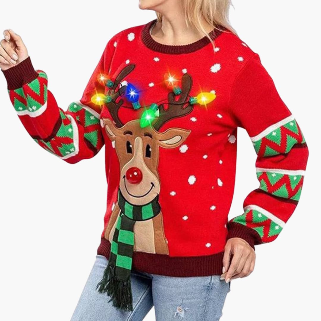 Elarova | Weihnachtspullover für Damen mit Rentiermotiv