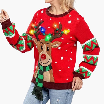 Elarova | Weihnachtspullover für Damen mit Rentiermotiv