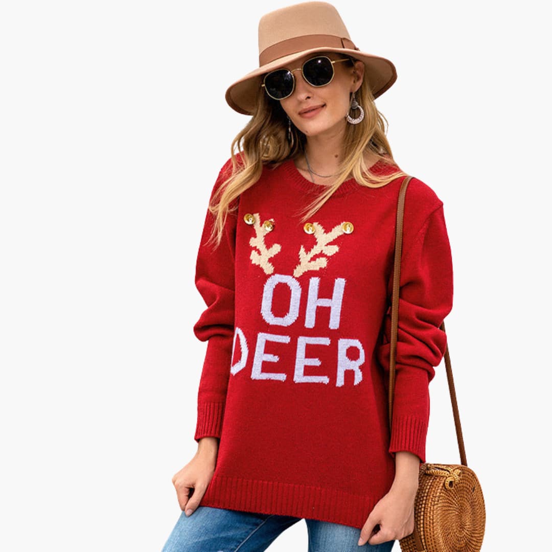 Elarova | Weihnachtspullover für Damen mit Rentiermotiv
