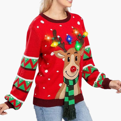 Elarova | Weihnachtspullover für Damen mit Rentiermotiv