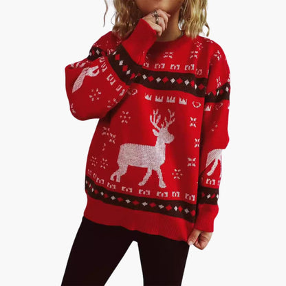 Elarova | Weihnachtspullover für Damen mit Rentiermotiv