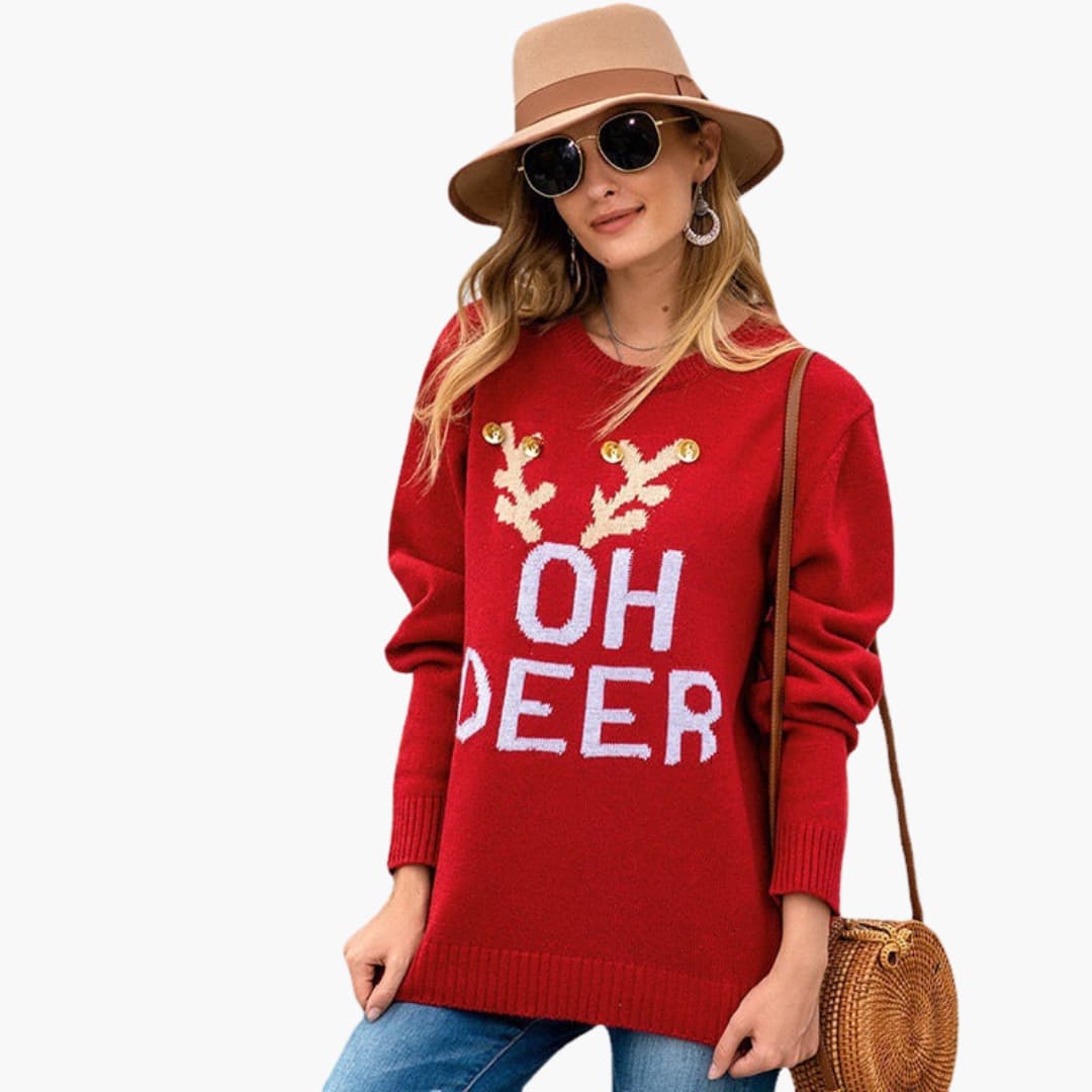 Elarova | Weihnachtspullover für Damen mit Rentiermotiv