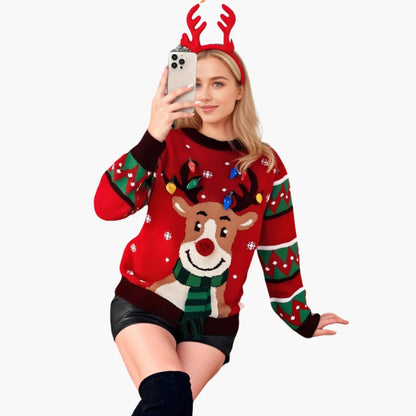 Elarova | Weihnachtspullover für Damen mit Rentiermotiv