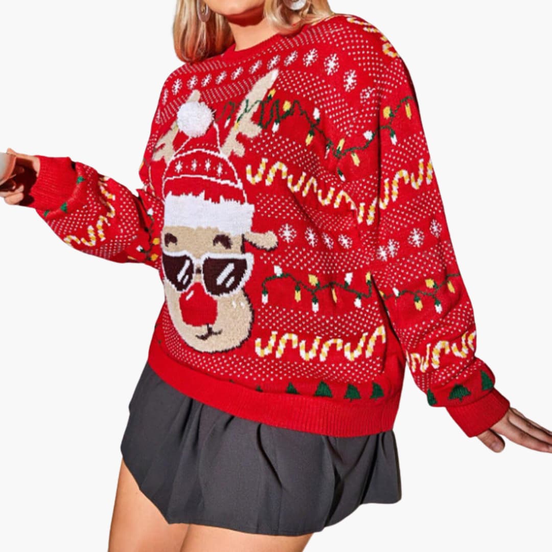 Elarova | Weihnachtspullover für Damen mit Rentiermotiv