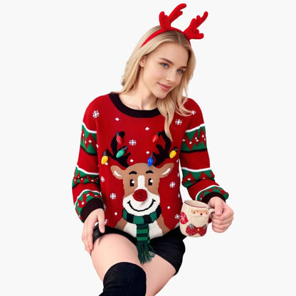 Elarova | Weihnachtspullover für Damen mit Rentiermotiv