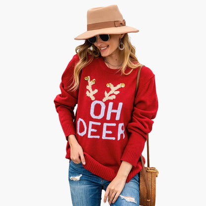 Elarova | Weihnachtspullover für Damen mit Rentiermotiv