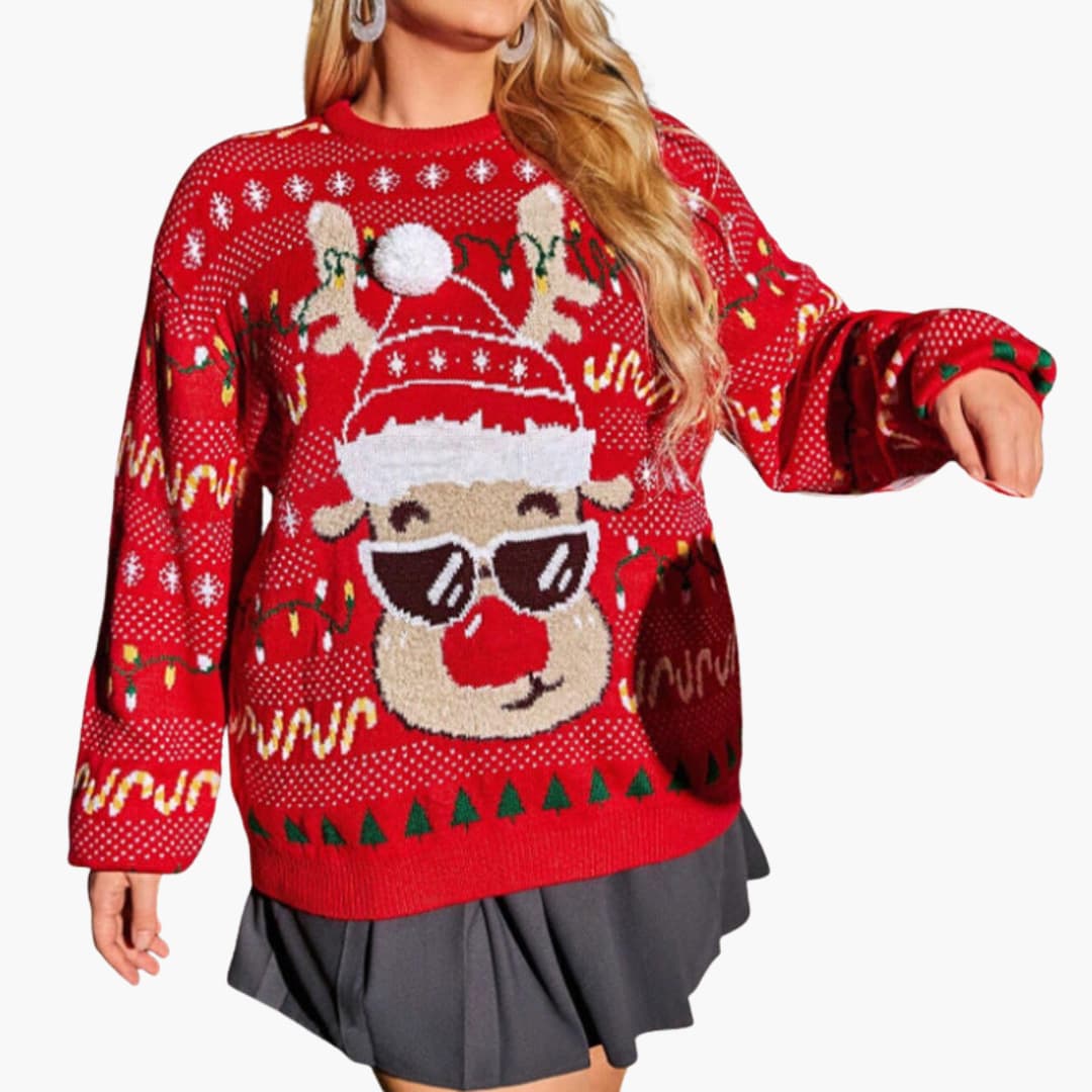 Elarova | Weihnachtspullover für Damen mit Rentiermotiv