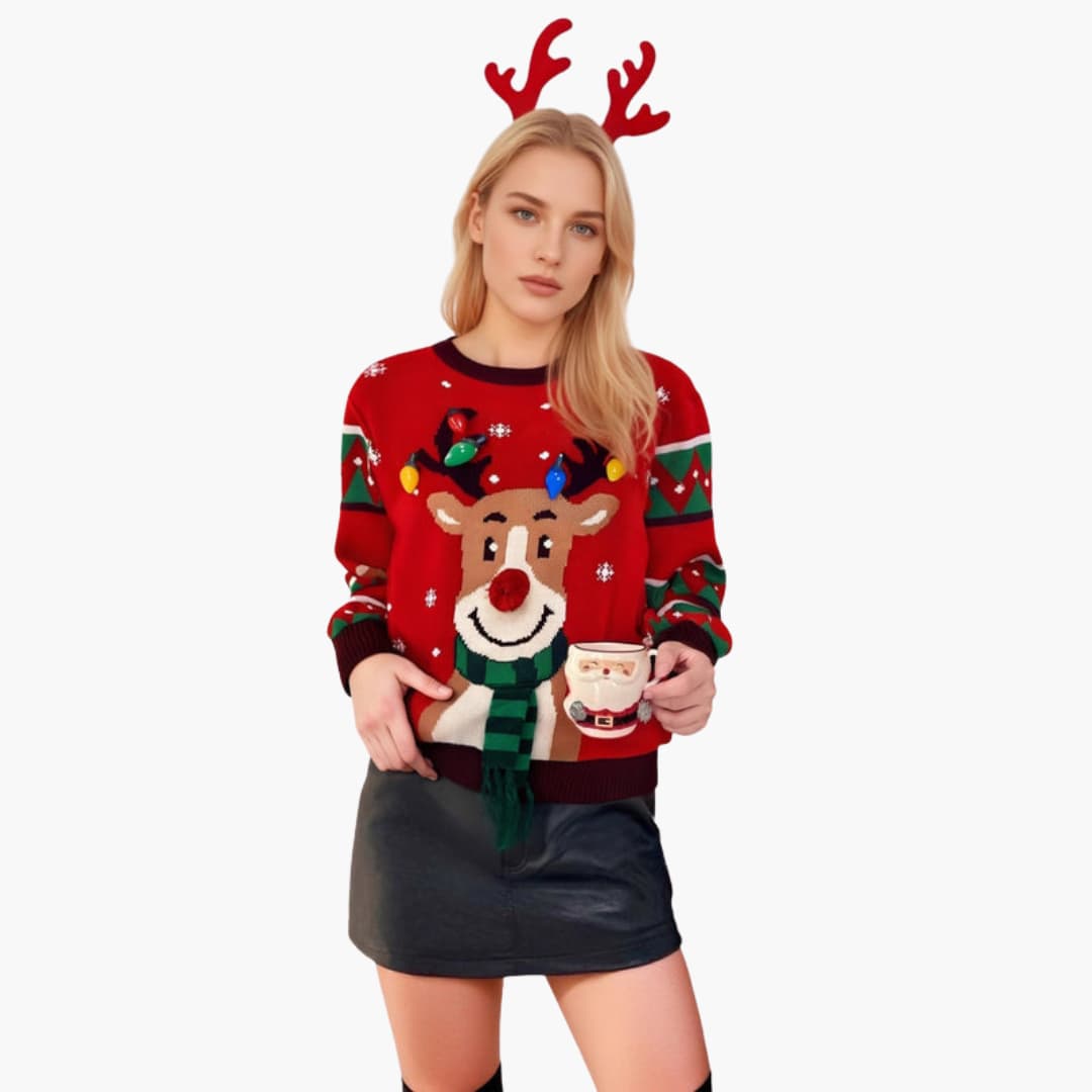Elarova | Weihnachtspullover für Damen mit Rentiermotiv
