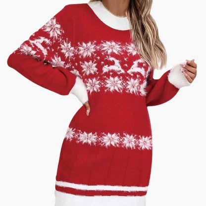 Elarova | Weihnachtspullover für Damen mit Schneeflocken Design