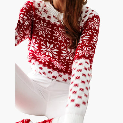 Elarova | Weihnachtspullover für Damen mit Schneeflockenmotiv
