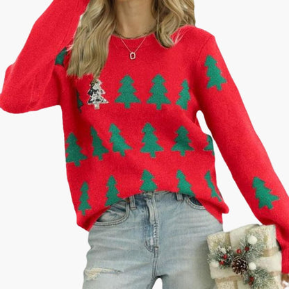 Elarova | Weihnachtspullover für Damen mit Weihnachtsbaum-Motiv