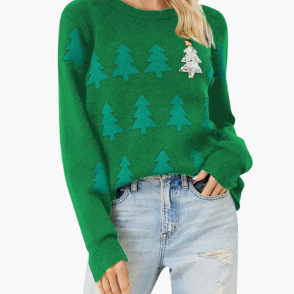 Elarova | Weihnachtspullover für Damen mit Weihnachtsbaum-Motiv