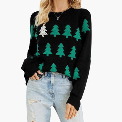 Elarova | Weihnachtspullover für Damen mit Weihnachtsbaum-Motiv