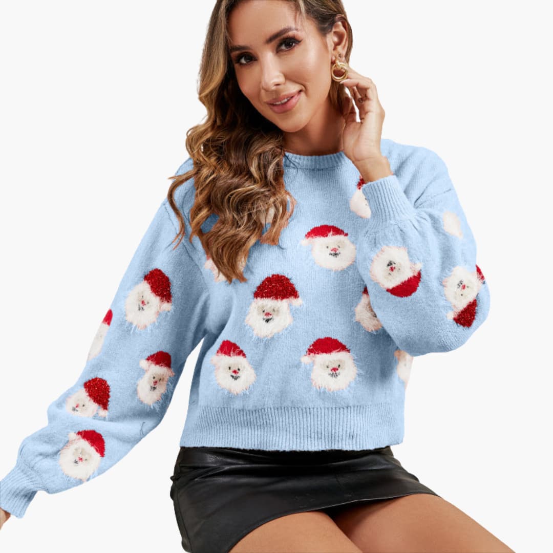 Elarova | Weihnachtspullover für Damen mit Weihnachtsmannmotiv