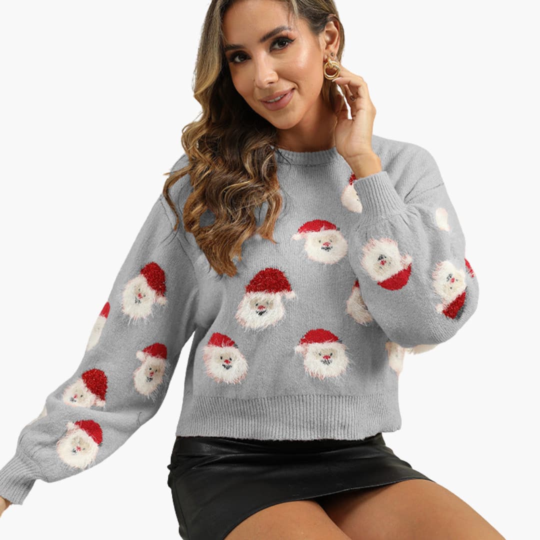 Elarova | Weihnachtspullover für Damen mit Weihnachtsmannmotiv