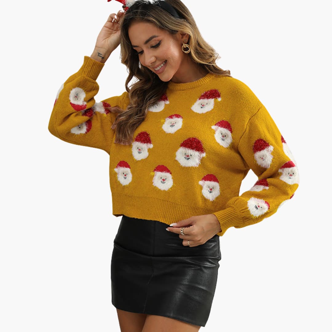 Elarova | Weihnachtspullover für Damen mit Weihnachtsmannmotiv