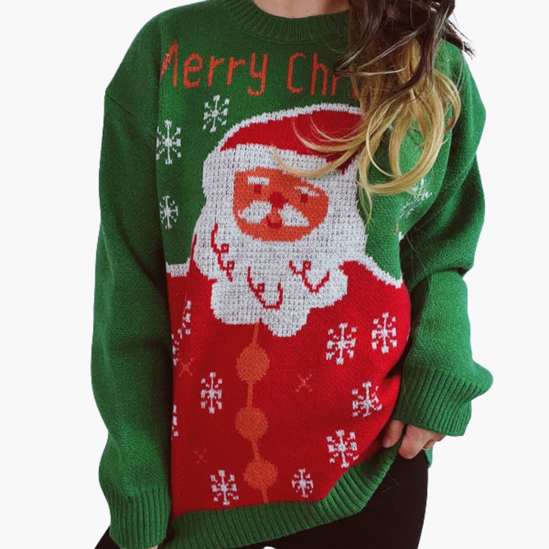 Elarova | Weihnachtspullover für Damen mit festlichem Weihnachtsmann-Motiv