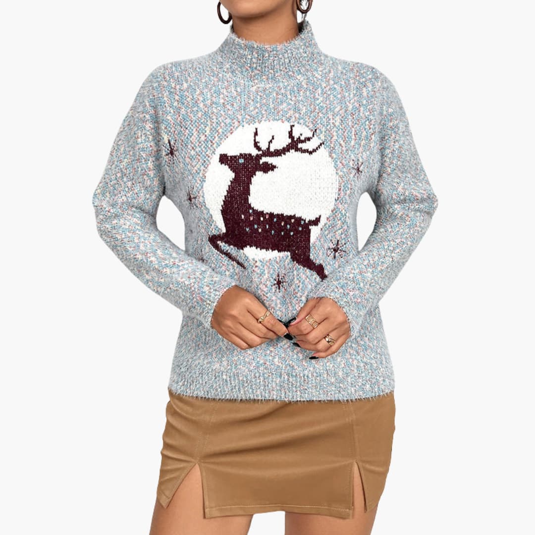 Elarova | Weihnachtspullover für Damen mit hohem Kragen
