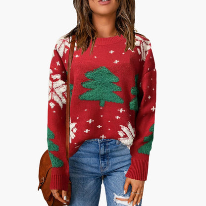 Elarova | Weihnachtspullover für Damen mit saisonalem Baumdesign