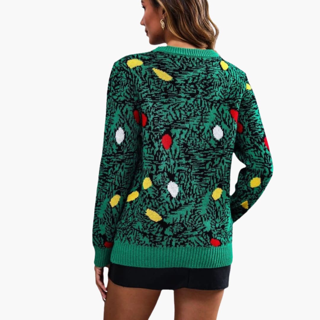 Elarova | Weihnachtspullover für Damen mit verspieltem Baumdesign
