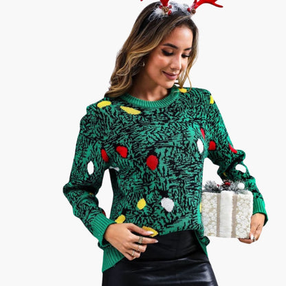 Elarova | Weihnachtspullover für Damen mit verspieltem Baumdesign