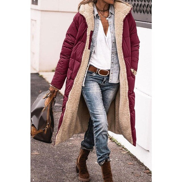 Elarova | Wendbare lange Pufferjacke (mit Kapuze)