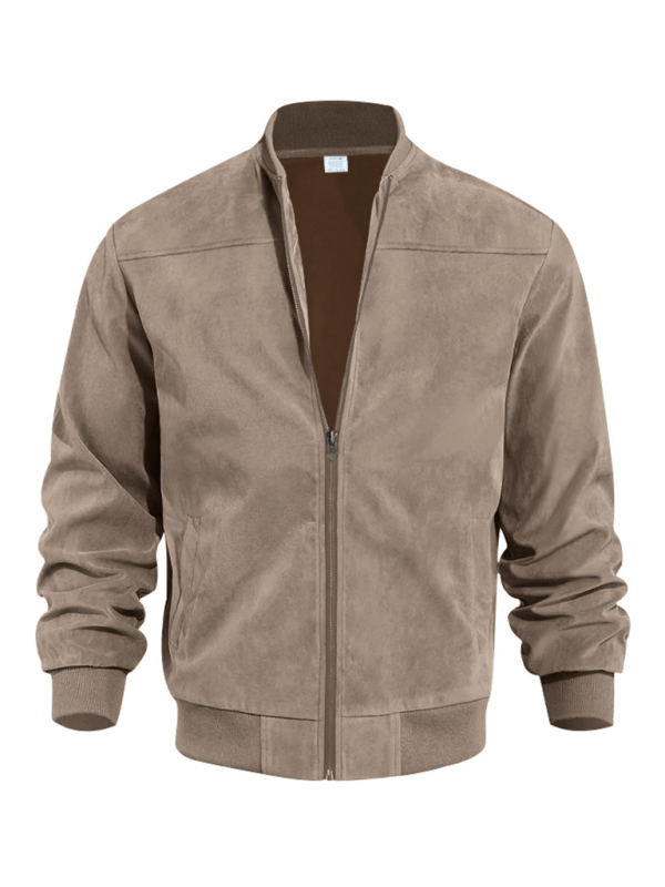 Elarova | Wildleder Retro Reißverschluss Herrenjacke Bomberjacke