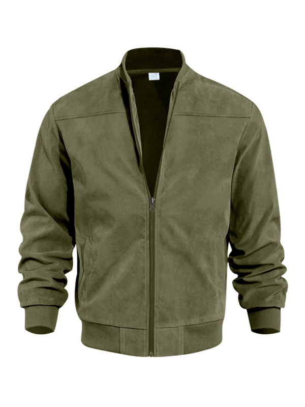Elarova | Wildleder Retro Reißverschluss Herrenjacke Bomberjacke