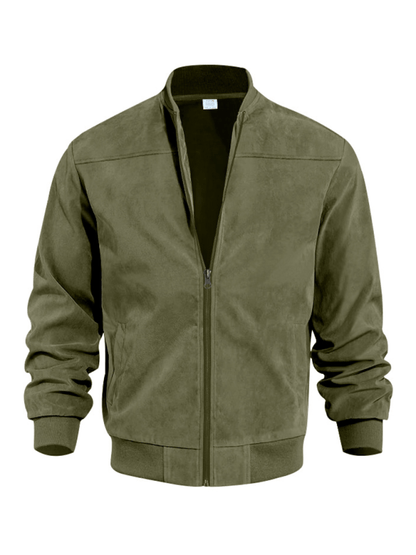 Elarova | Wildleder Retro Reißverschluss Herrenjacke Bomberjacke