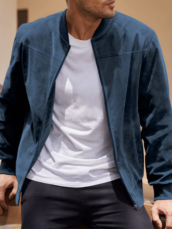 Elarova | Wildleder Retro Reißverschluss Herrenjacke Bomberjacke