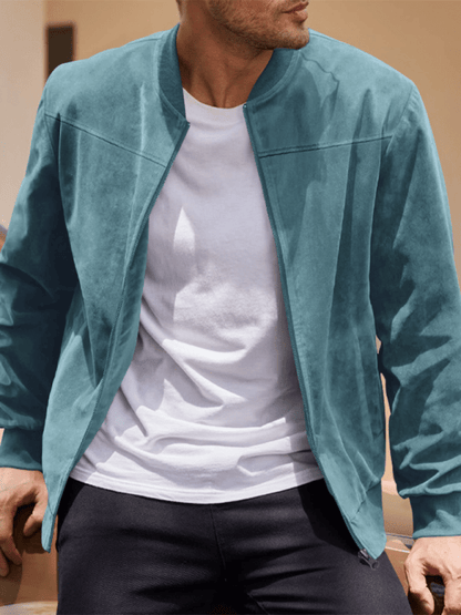 Elarova | Wildleder Retro Reißverschluss Herrenjacke Bomberjacke