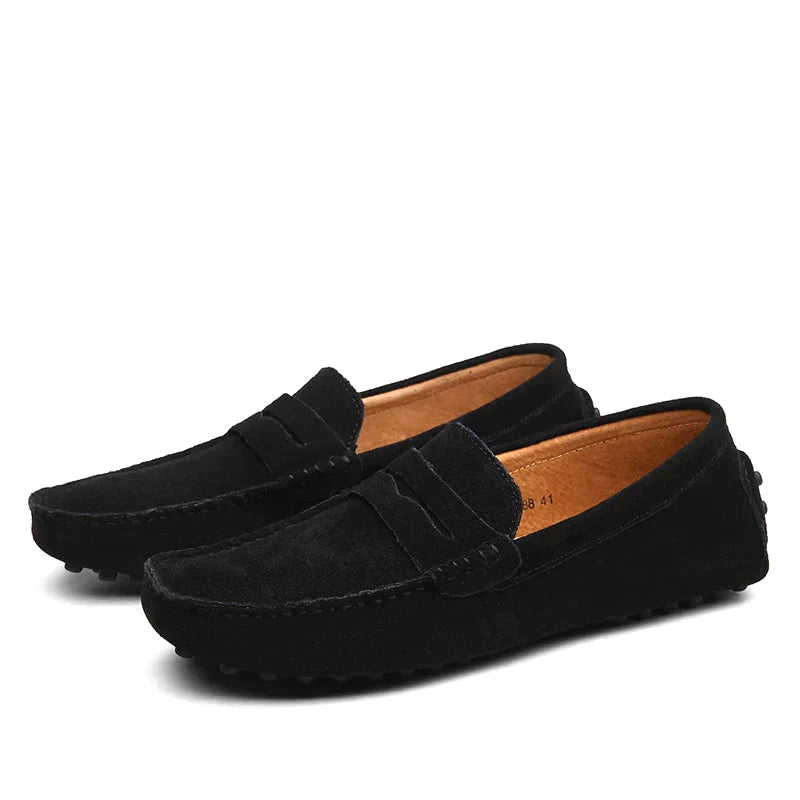 Elarova | Wildleder Slipper Italienischer Stil Mokassin Zehen Rutschfester Penny Loafer